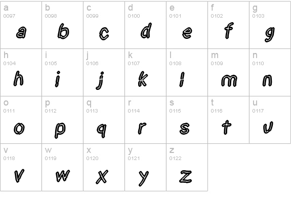 Dictator Chalk Italic lowercase a-z preview