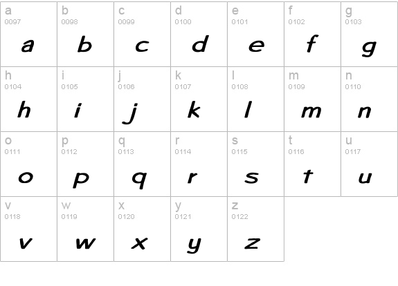 Diego1 Bold Italic lowercase a-z preview