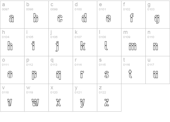 DieselStencil Outline lowercase a-z preview