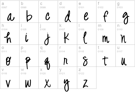 Digs My Hart lowercase a-z preview