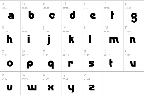 DingalingBold lowercase a-z preview