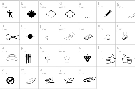 Dingbat3 lowercase a-z preview
