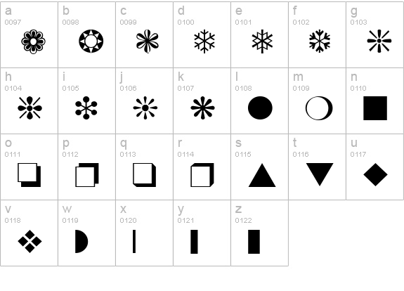 Dingbats One lowercase a-z preview
