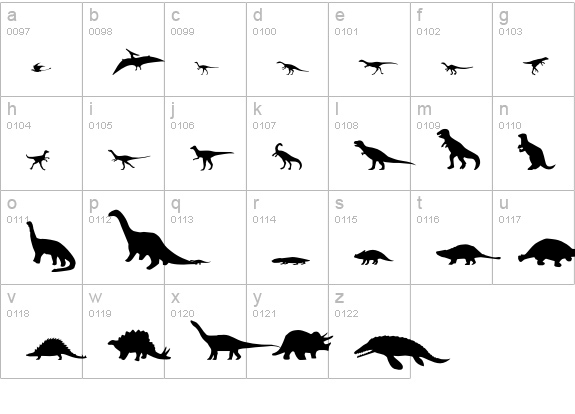 Dinomania lowercase a-z preview