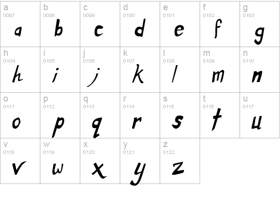 Dirty Duo Italic lowercase a-z preview