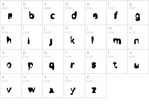 Dirty-Five lowercase a-z preview