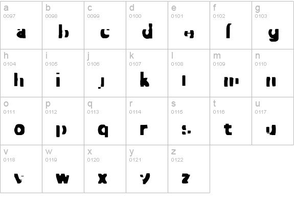 Dirty-Four lowercase a-z preview