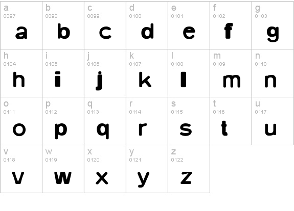 Dirty-OneBold lowercase a-z preview