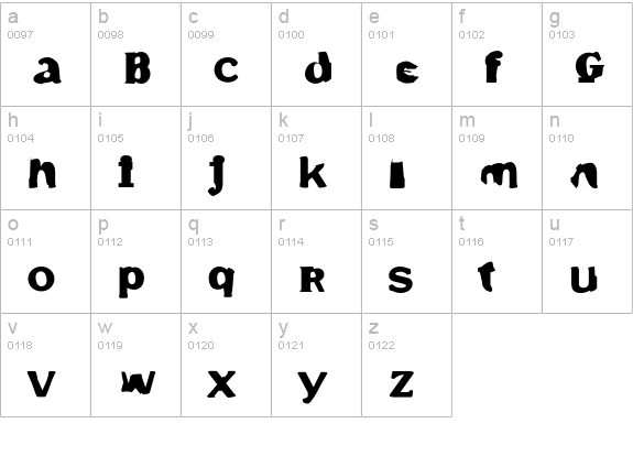 Dirty-SixTwo lowercase a-z preview