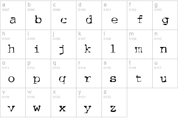 Dirty07-Bold lowercase a-z preview