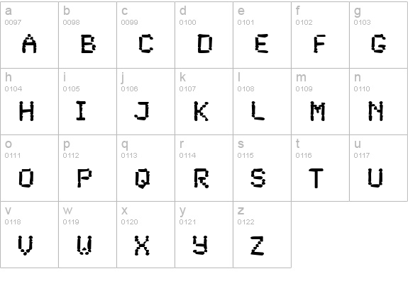 Dirty48-Bold lowercase a-z preview