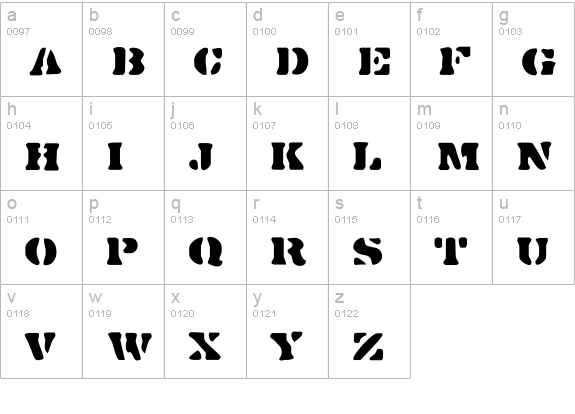 DirtyBakersDozen lowercase a-z preview
