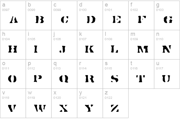 DirtyBakersDozen Gaunt lowercase a-z preview