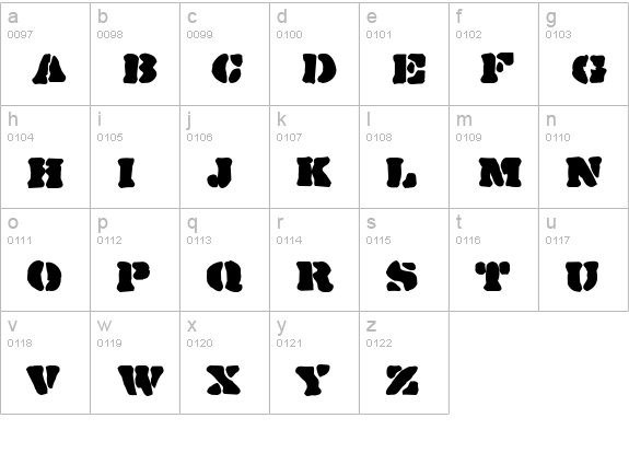 DirtyBakersDozen Ink lowercase a-z preview