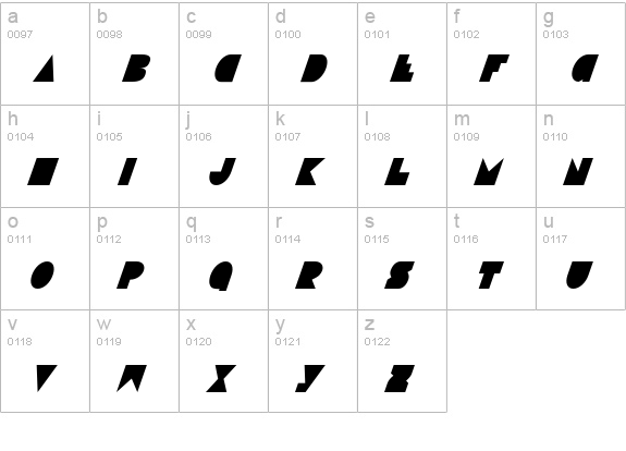 Disco Deck Condensed Italic lowercase a-z preview