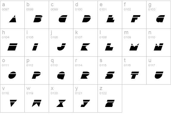 Disco Deck Laser Italic lowercase a-z preview