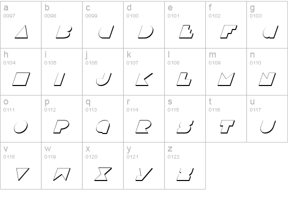 Disco Deck Shadow Italic lowercase a-z preview