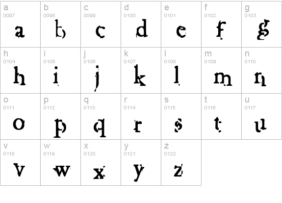 Disipate lowercase a-z preview