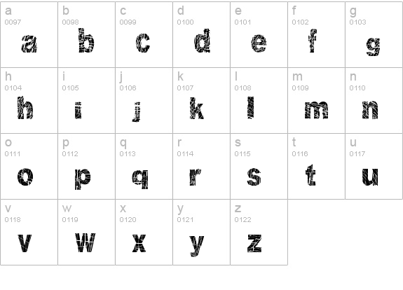 Disorted and Scratchy lowercase a-z preview