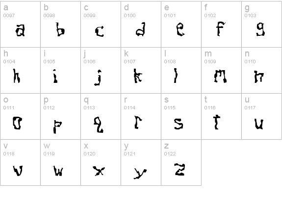 Dissonant Fractured lowercase a-z preview