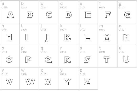 Distant Galaxy Outline lowercase a-z preview