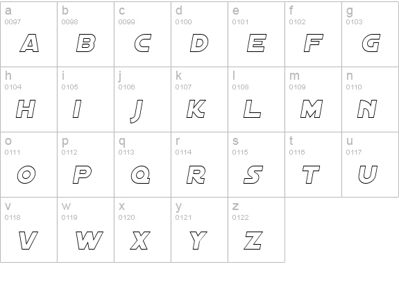 Distant Galaxy Outline Italic lowercase a-z preview