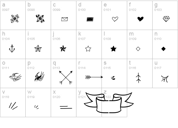 DistilleryIcons lowercase a-z preview