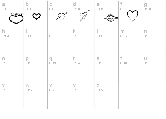 Dizzinz SweetHearts lowercase a-z preview