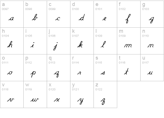 DNealianRegular lowercase a-z preview