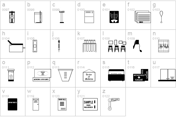 Doctor's Dings JL lowercase a-z preview