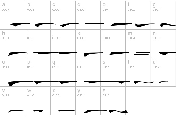 Doedel Swash lowercase a-z preview