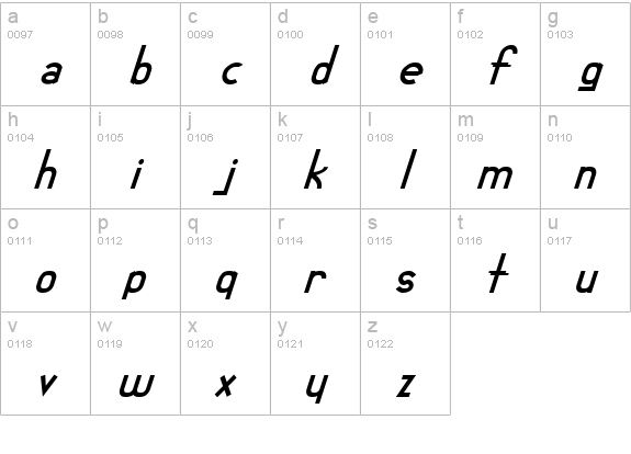 DollarItalic lowercase a-z preview