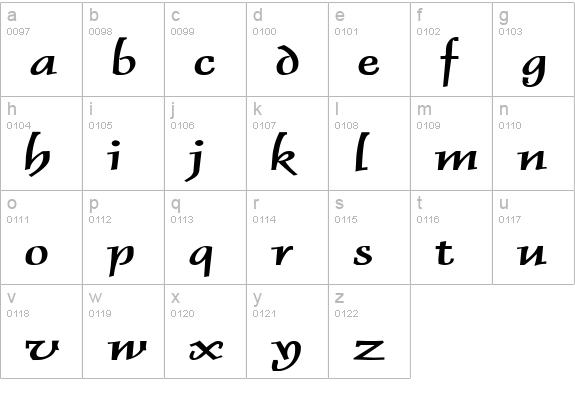 Dolphin Extended Bold lowercase a-z preview