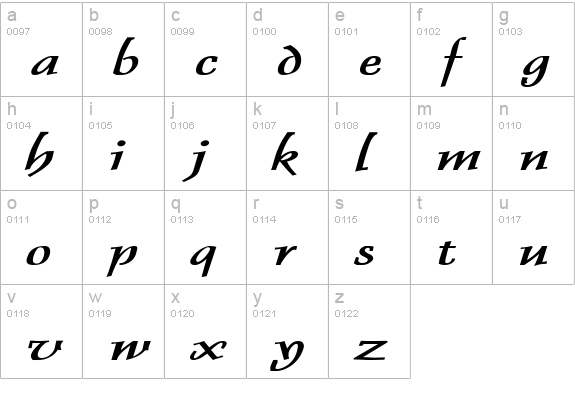 Dolphin Extended Bold Italic lowercase a-z preview