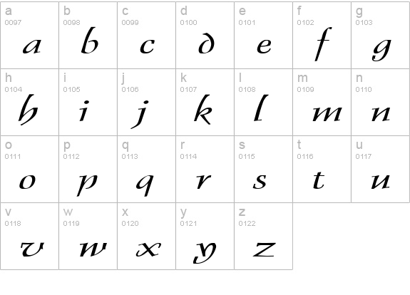 Dolphin Extended Italic lowercase a-z preview