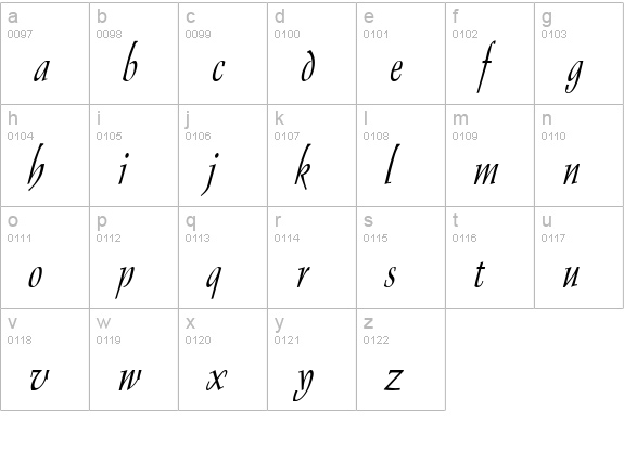 Dolphin Thin Italic lowercase a-z preview