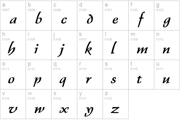 Dolphin Wide Bold Italic lowercase a-z preview