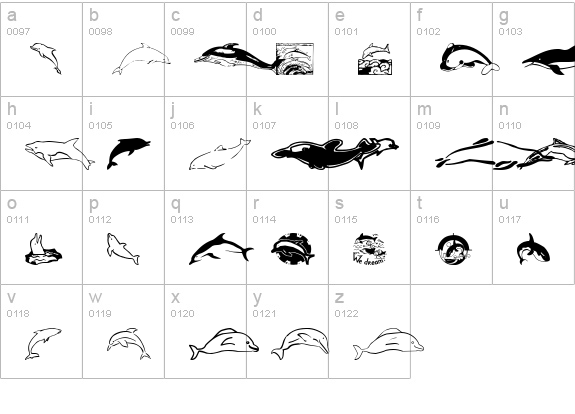 Dolphins lowercase a-z preview