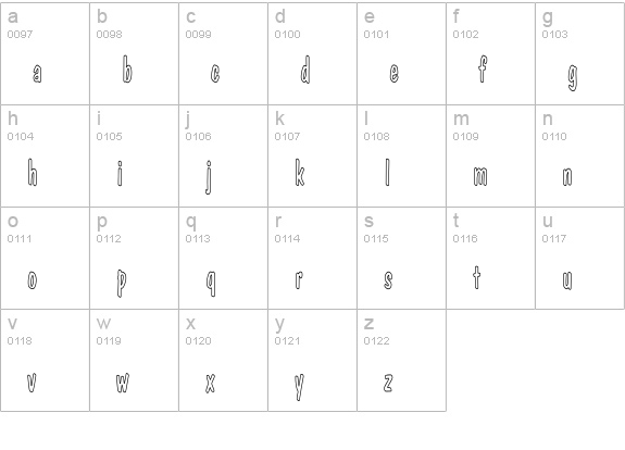 DomCasual-ThinHC lowercase a-z preview
