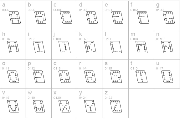 Domino bred kursiv omrids lowercase a-z preview