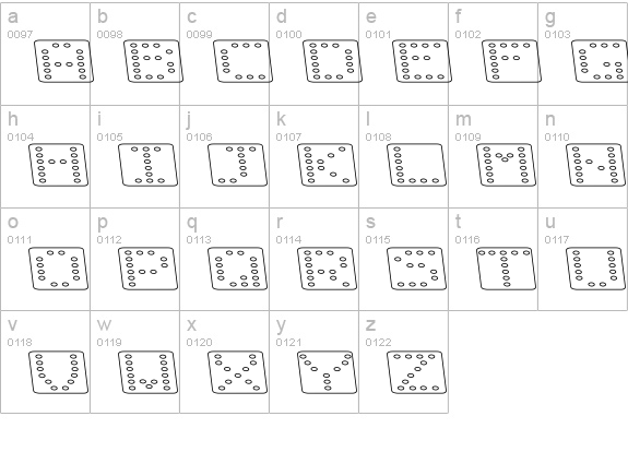 Domino flad kursiv omrids lowercase a-z preview