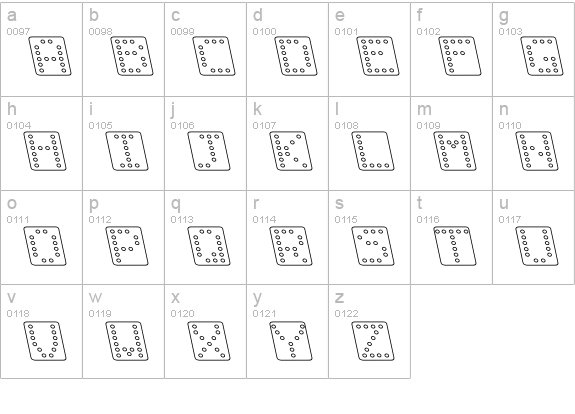 Domino square kursiv omrids lowercase a-z preview