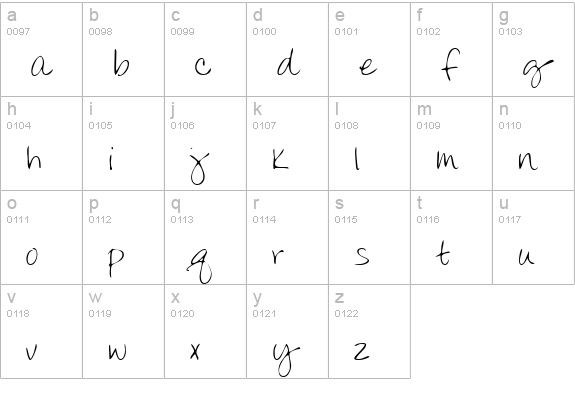 DonnysHand Regular lowercase a-z preview