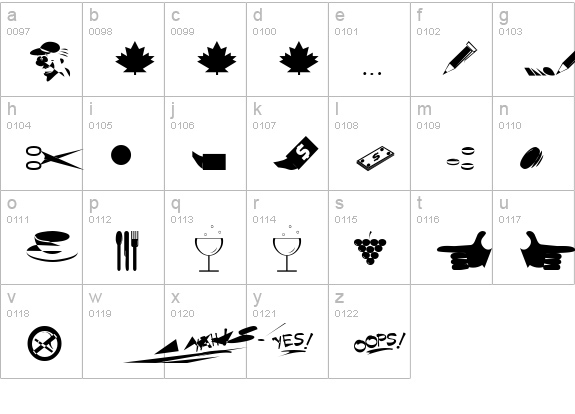 DoodleDingbatsFiveSSK lowercase a-z preview
