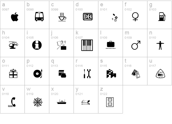 DoodleDingbatsSevenSSK lowercase a-z preview