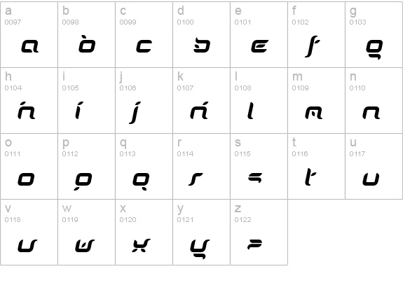DorisOrange-Italic-Regular lowercase a-z preview