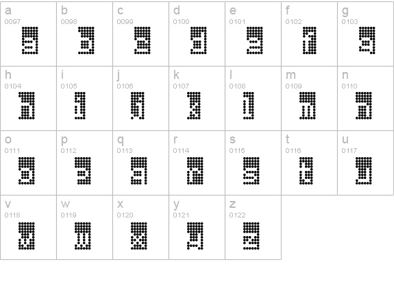DotMatrix-Grid lowercase a-z preview