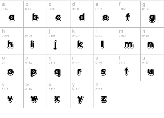 Double¥Bubble Shadow lowercase a-z preview