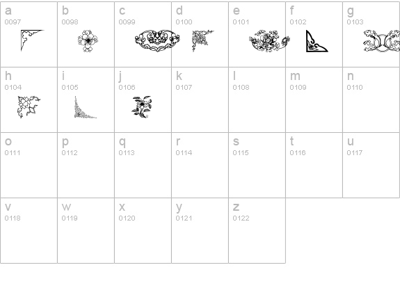 Dover Chinese Motif Design lowercase a-z preview