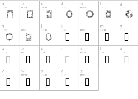 Dover Floral lowercase a-z preview